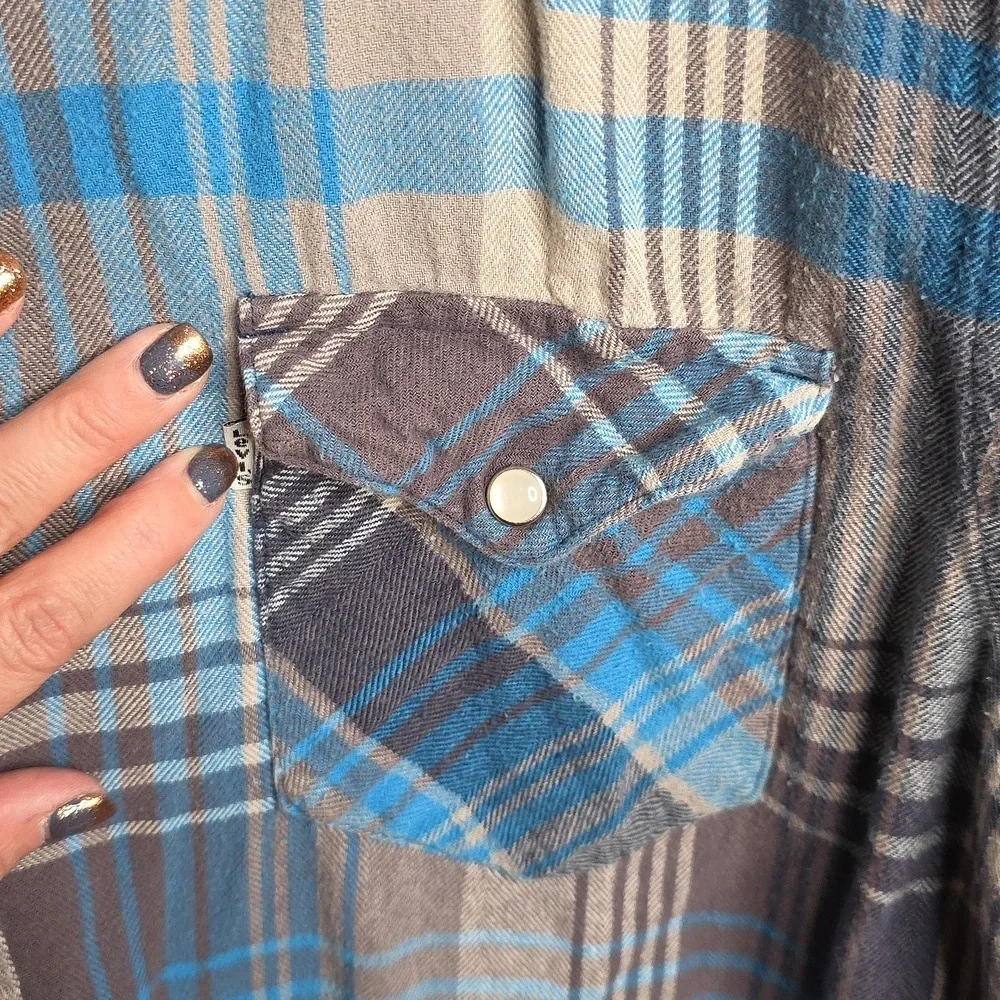 Levi's Men's Blue Plaid Pearlsnap Shirt Sz  XL